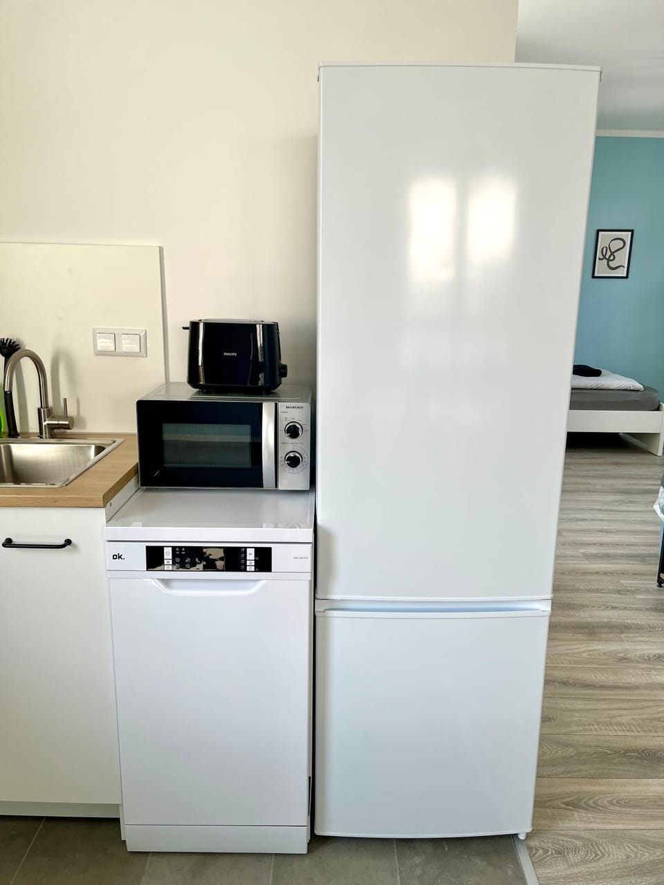 Kitchen or kitchenette, oven, stove, toaster