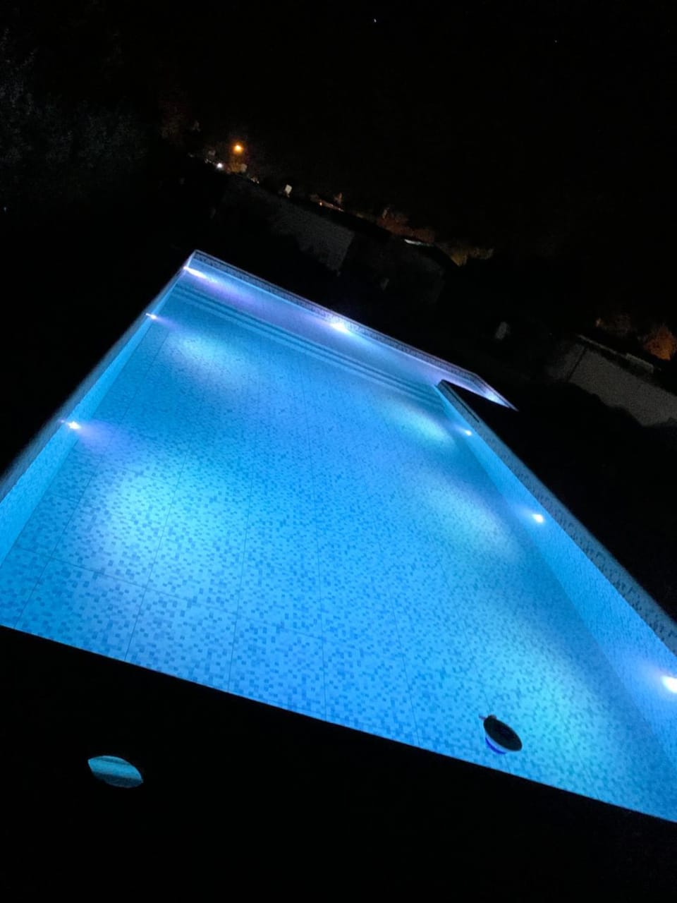 Night, Pool view, Swimming pool