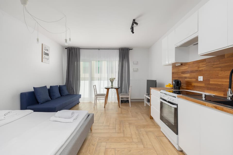 Bed, TV and multimedia, Kitchen or kitchenette, Living room, Photo of the whole room, Seating area, Dining area, Bedroom