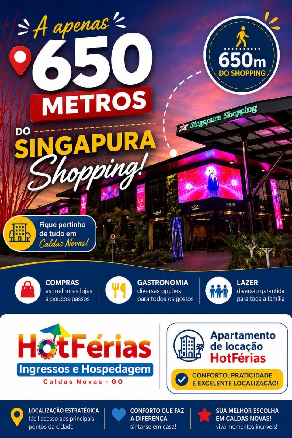 Flat Paradise com Piscinas Termais, próximo ao Shopping Singapura e ao Centro - HotFérias Apartment in State of Goiás