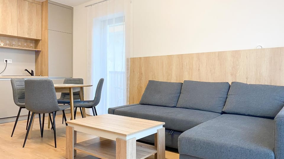 Kitchen or kitchenette, Living room, Seating area, Dining area
