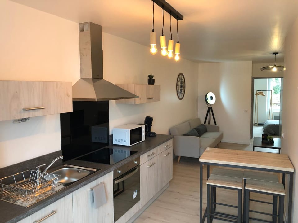 Kitchen or kitchenette, oven, stove