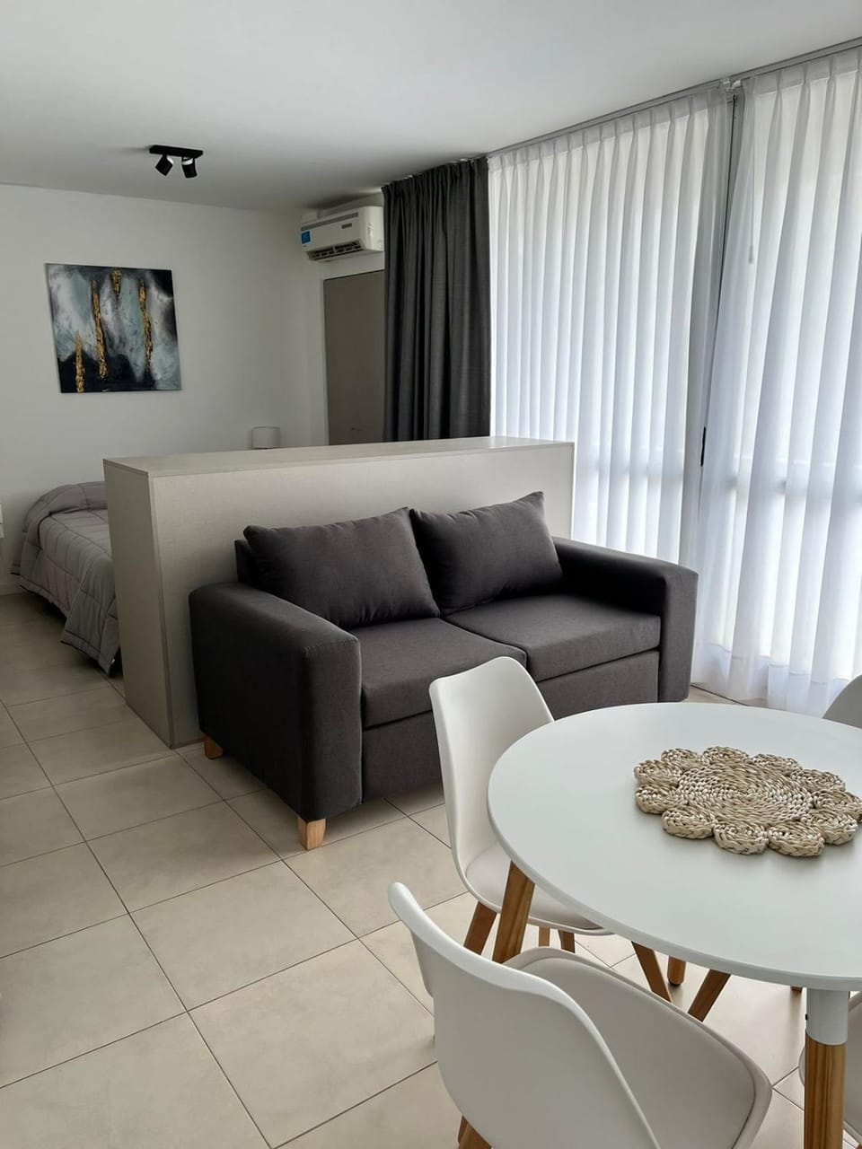 Living room, Seating area, Dining area, air conditioner