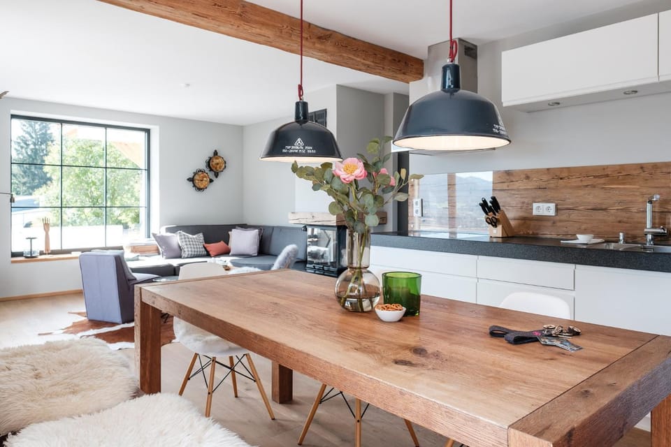 Kitchen or kitchenette, Living room, Dining area