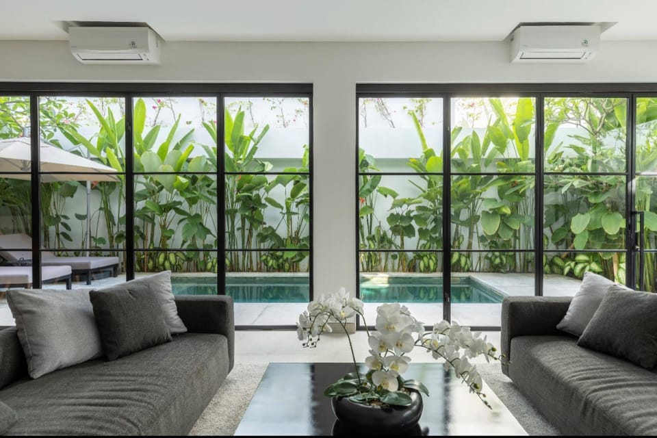Living room, Seating area, Pool view, Swimming pool