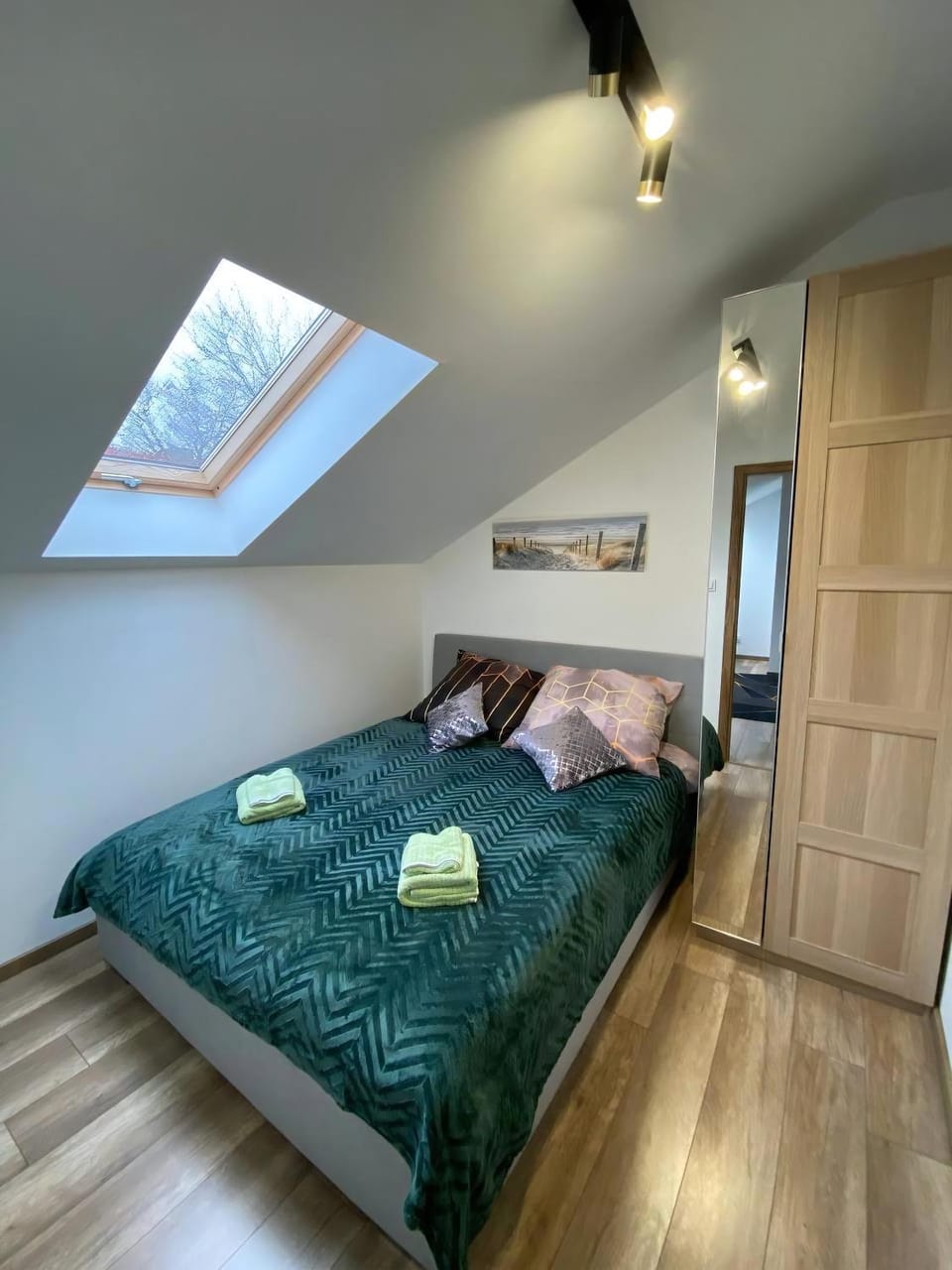 Bed, Photo of the whole room, Bedroom, towels, wardrobe