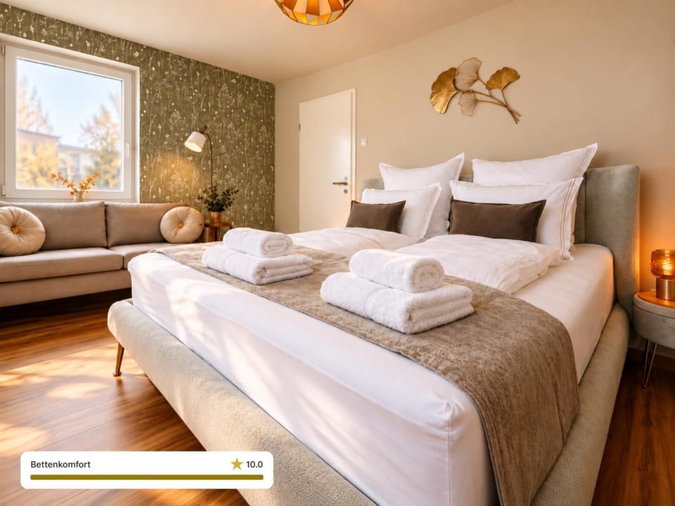 Bed, TV and multimedia, View (from property/room), Balcony/Terrace, Photo of the whole room, Bedroom, Garden view, River view, soundproof, towels