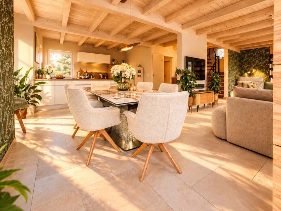 Living room, Seating area, Dining area