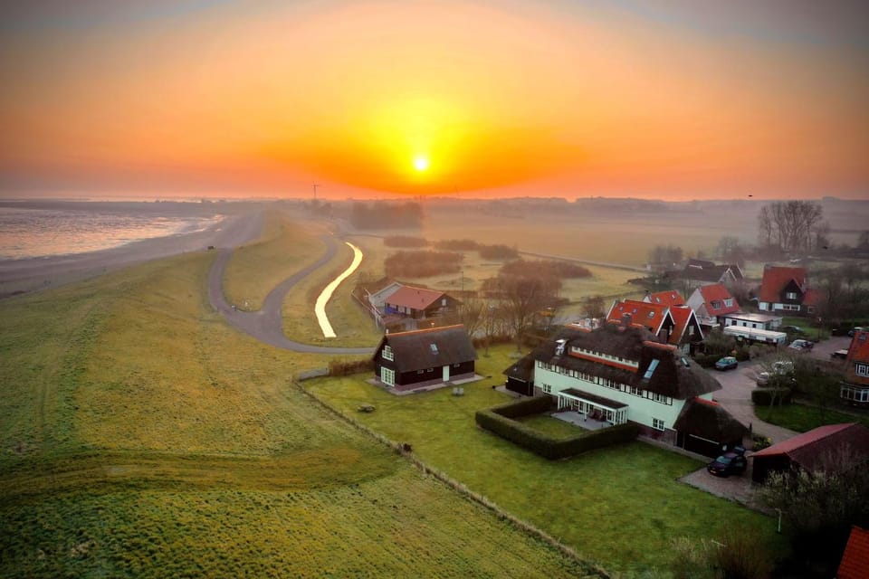Neighbourhood, Natural landscape, Bird's eye view, Sunrise