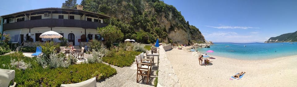 Property building, Garden, Dining area, Beach, Mountain view, Sea view