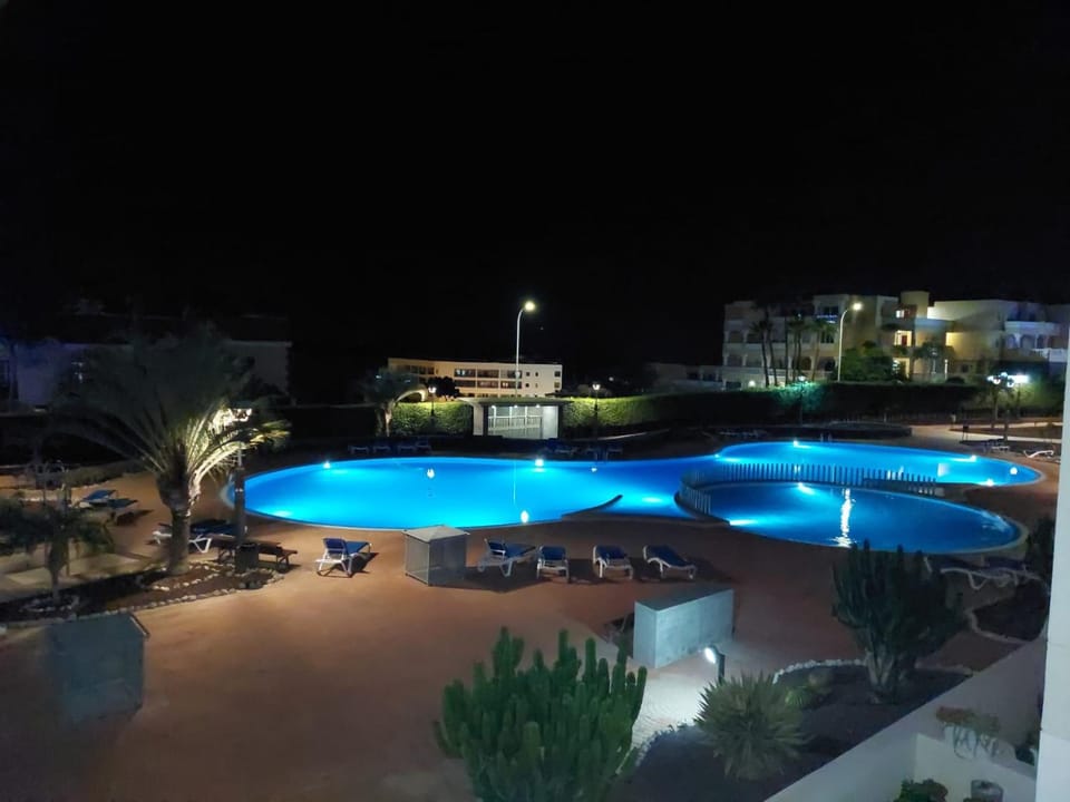Night, Pool view, Swimming pool