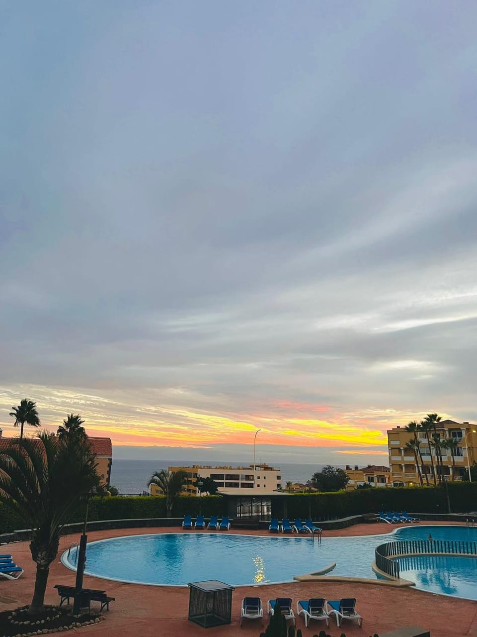 Property building, Pool view, Swimming pool, Sunset