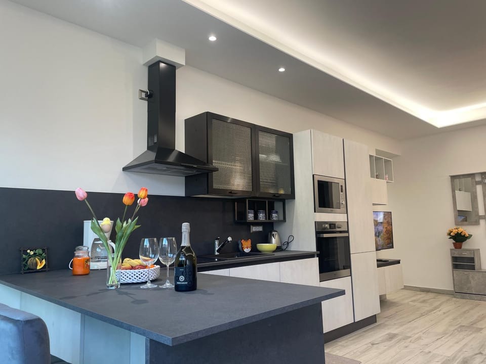 Kitchen or kitchenette, dishwasher, oven, stove