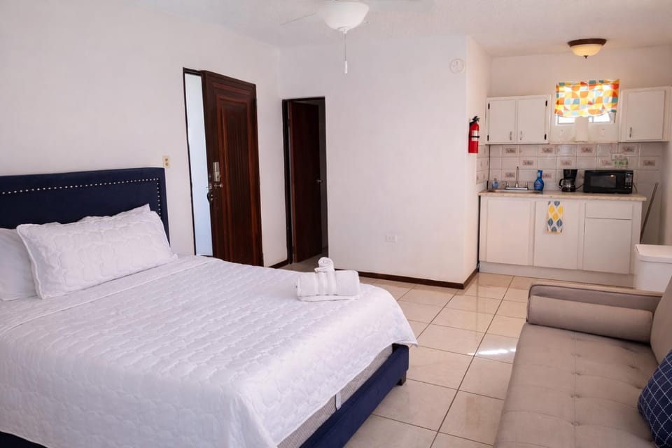 Bed, Kitchen or kitchenette, Photo of the whole room, Bedroom, pet friendly, towels, kitchen, air conditioner