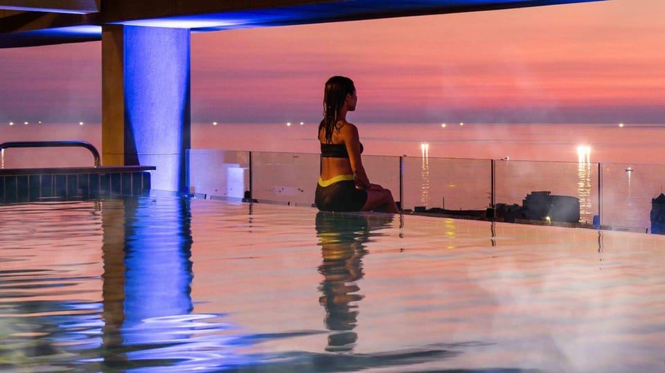 Pool view, Swimming pool, Sunset