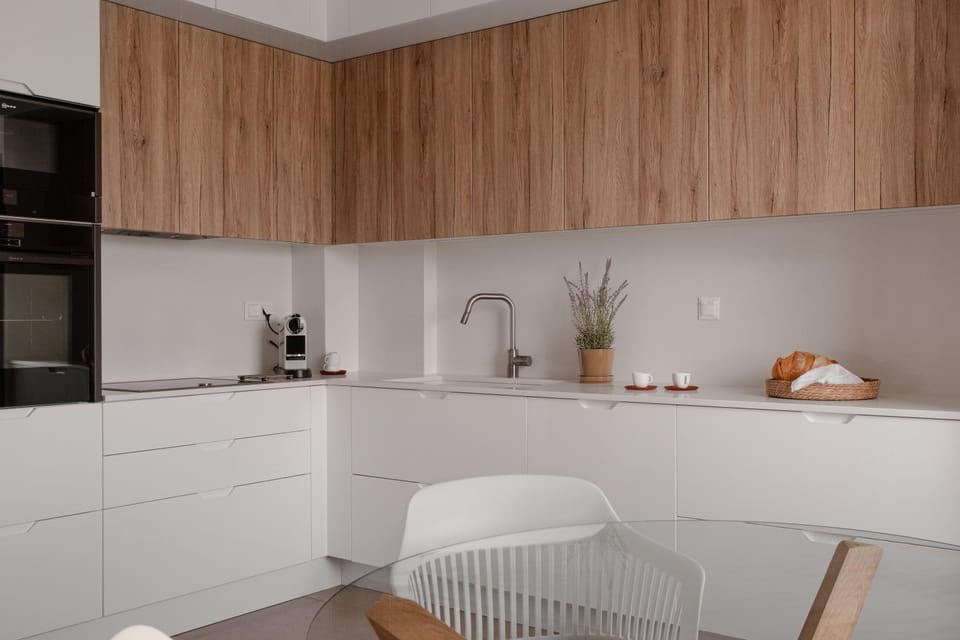 Kitchen or kitchenette, stove