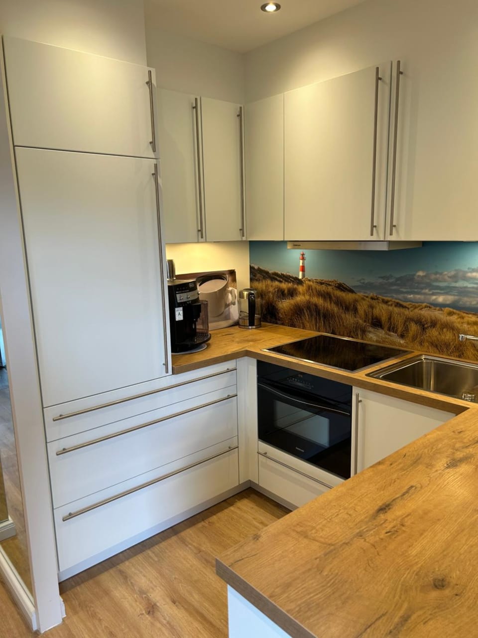 Kitchen or kitchenette, dishwasher, oven, stove
