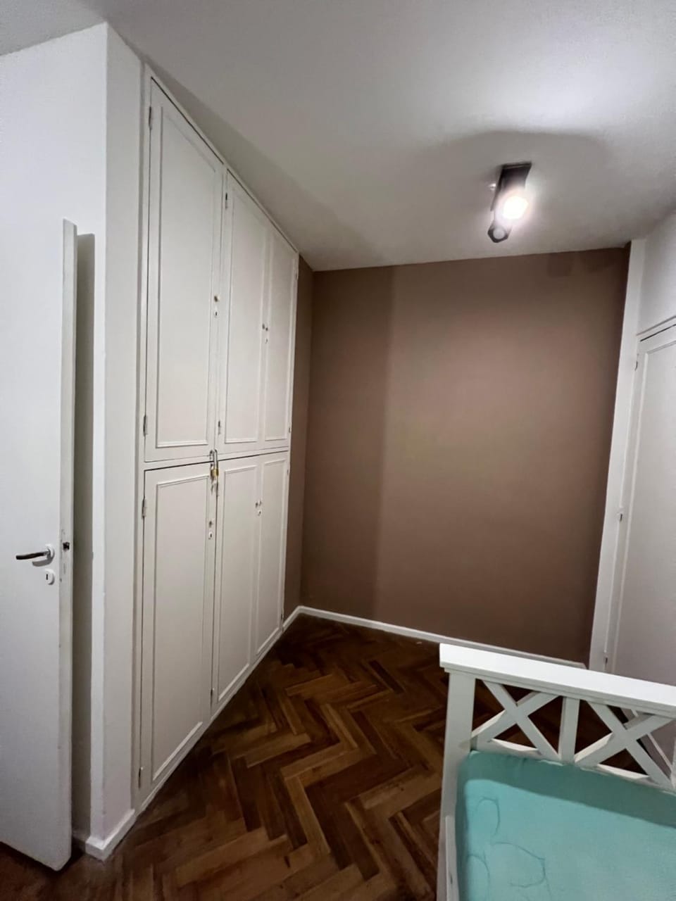 Bed, wardrobe