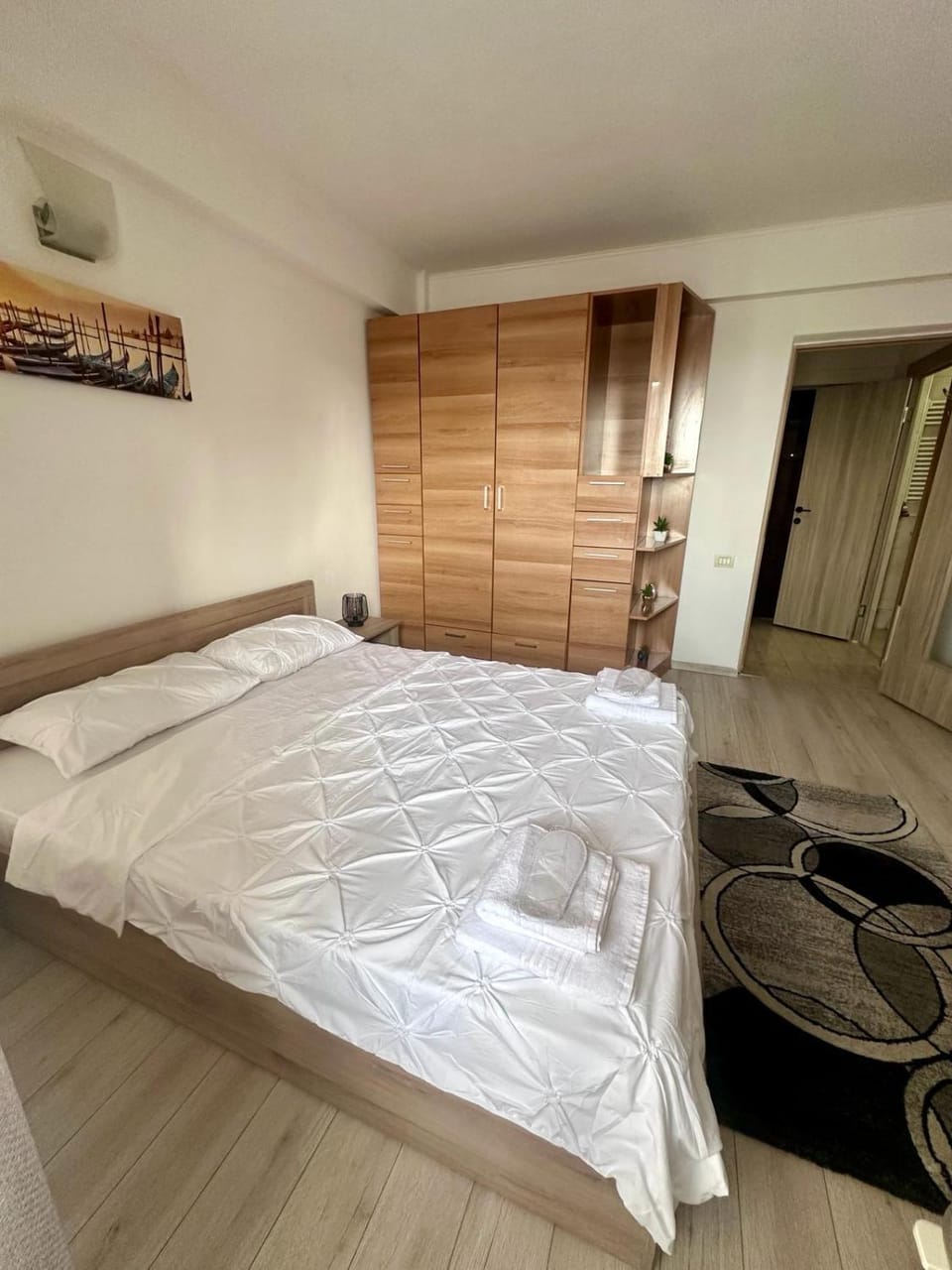 Bed, Photo of the whole room, Bedroom, towels, wardrobe