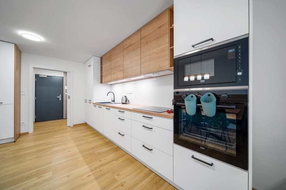 Kitchen or kitchenette, oven, stove