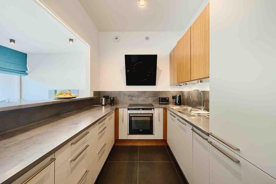 Kitchen or kitchenette, dishwasher, stove