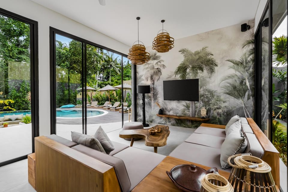 TV and multimedia, Living room, Pool view, Swimming pool