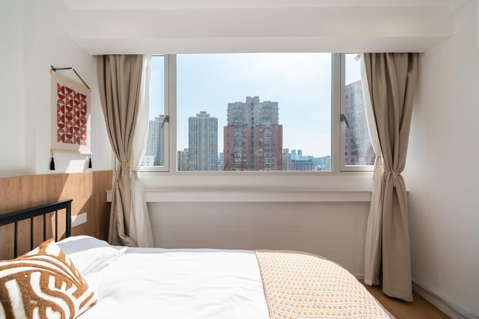 Bed, Bedroom, City view