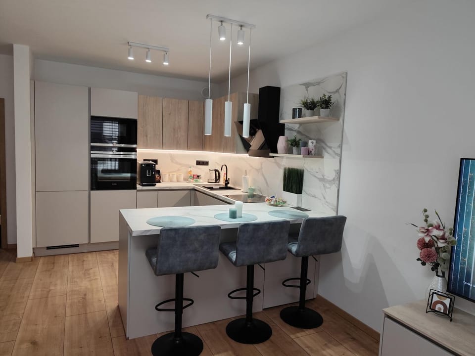 Coffee/tea facilities, Kitchen or kitchenette, Dining area, dishwasher, minibar, pet friendly, stove