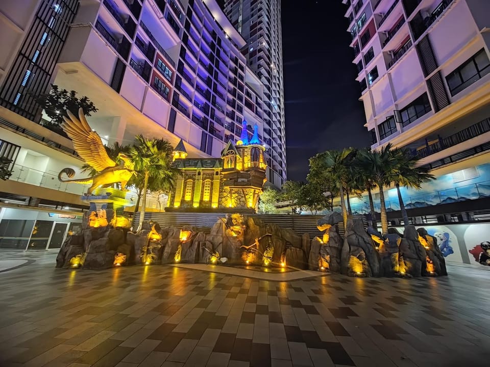 Property building, Night, Garden