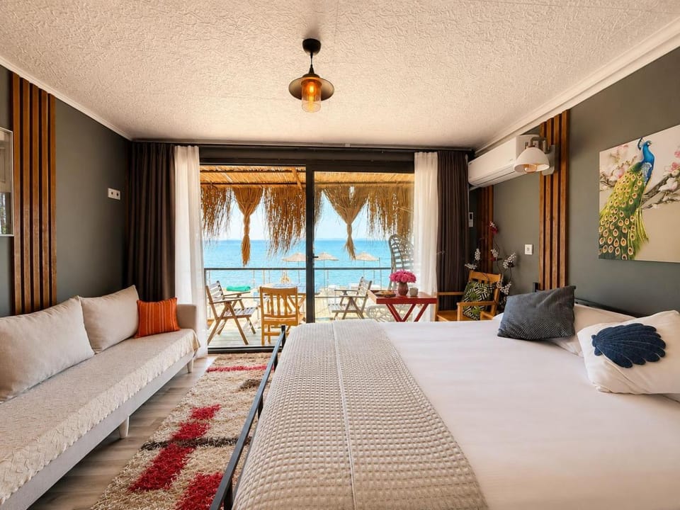 Bed, Natural landscape, Bedroom, Sea view