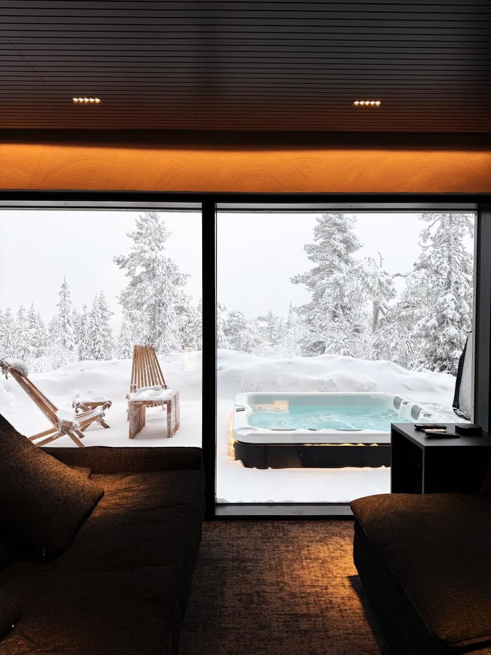 Natural landscape, Winter, Hot Tub, Seating area, sunbed
