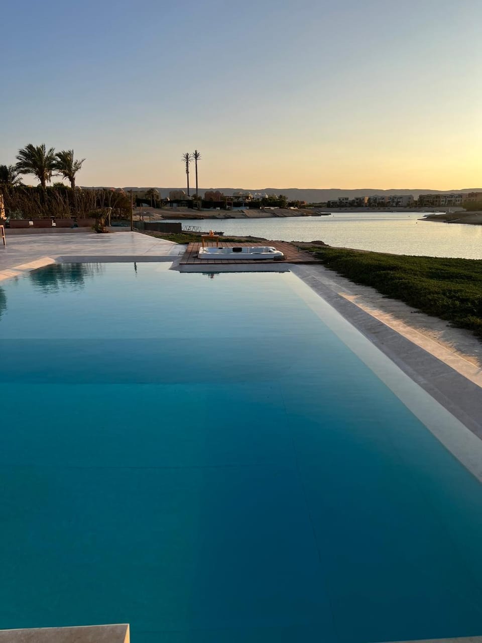 Pool view, Swimming pool, Sunset
