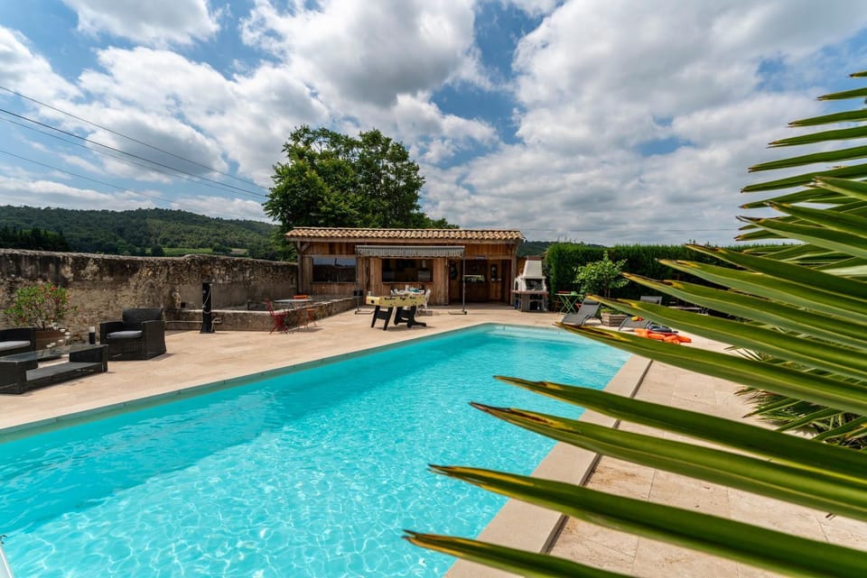 Property building, Living room, Swimming pool