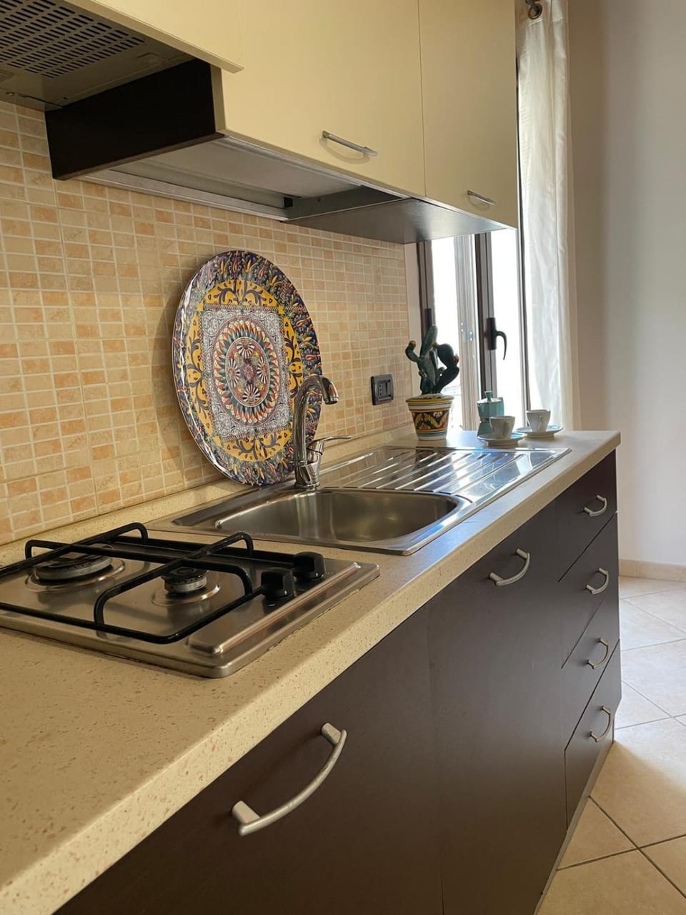Kitchen or kitchenette, stove