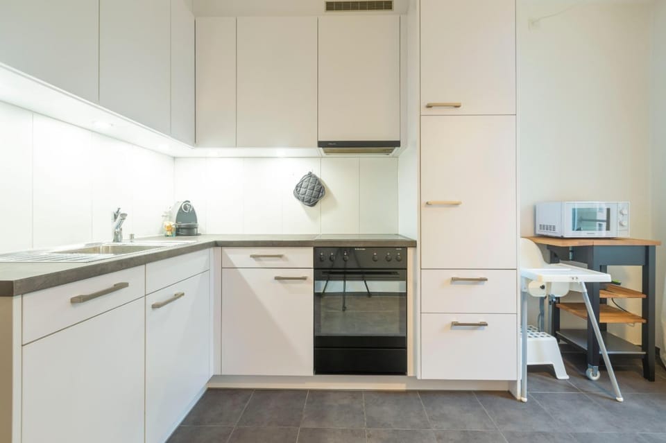 Kitchen or kitchenette, dishwasher, oven, stove