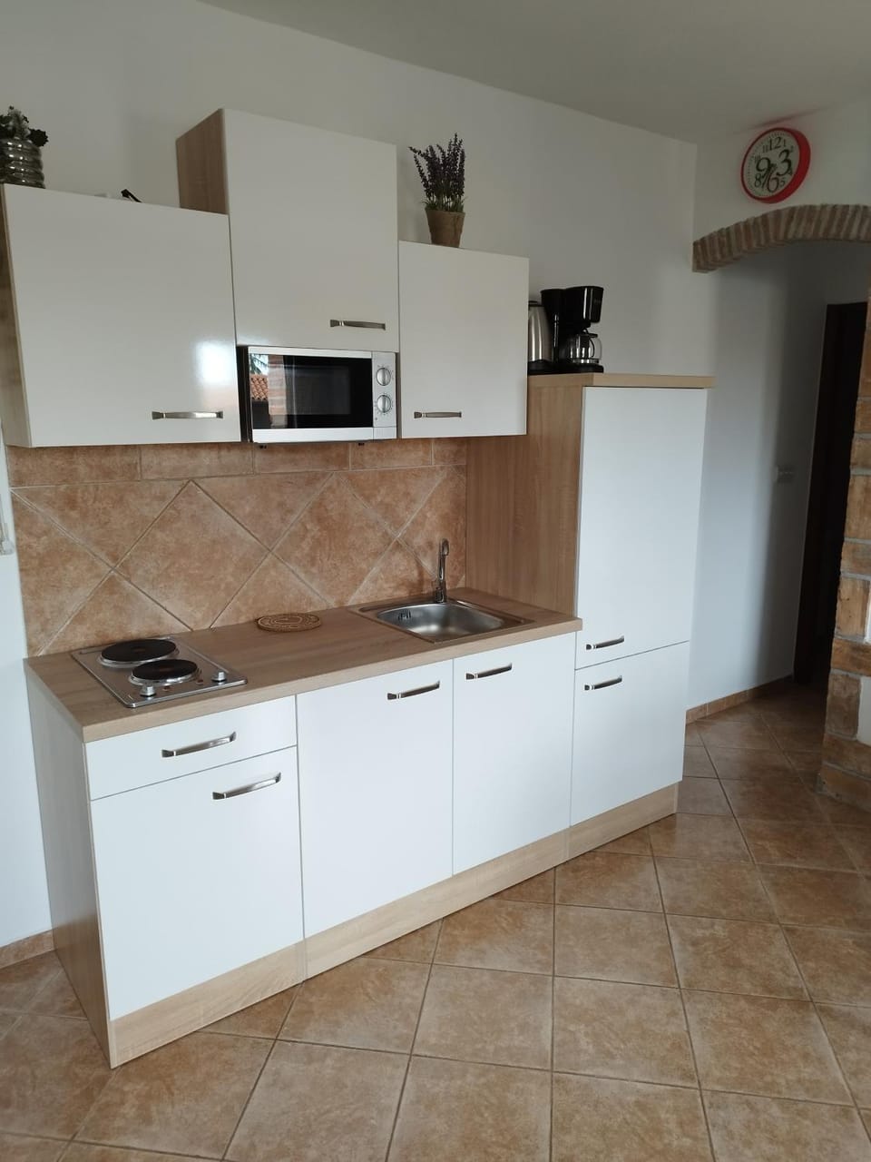 Kitchen or kitchenette, minibar, stove