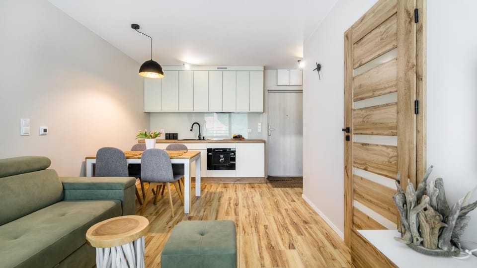 Kitchen or kitchenette, Living room, Dining area, stove