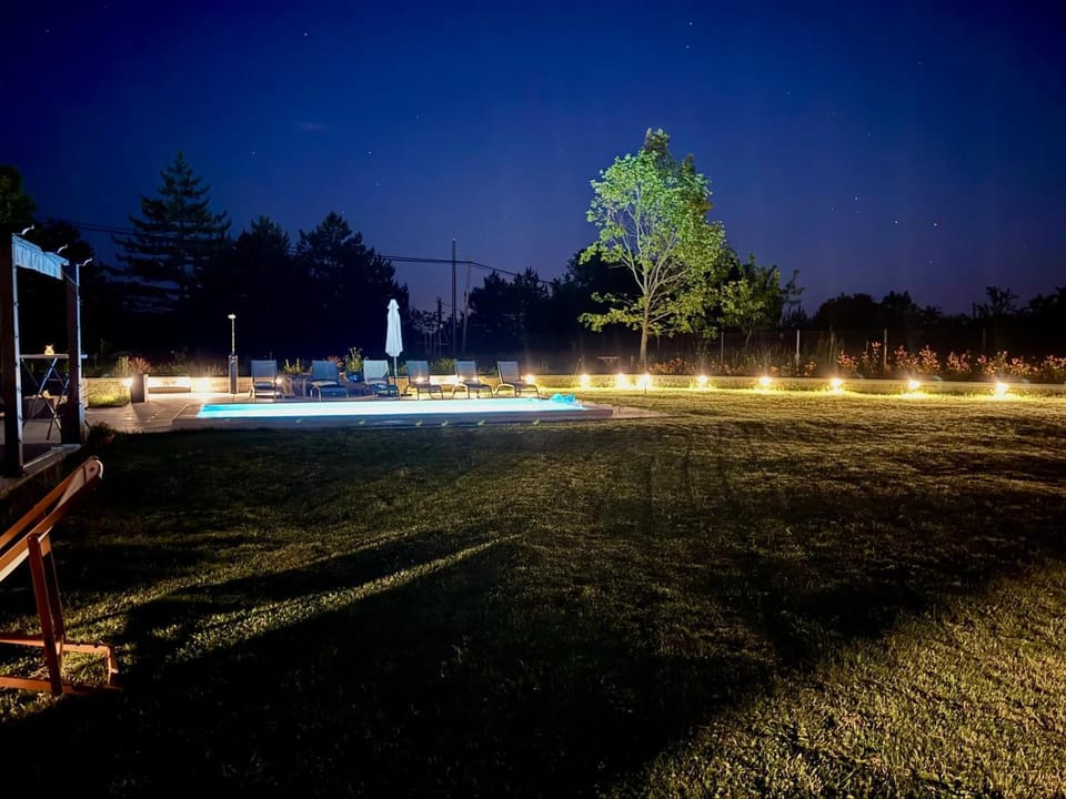 Night, Garden view, Swimming pool
