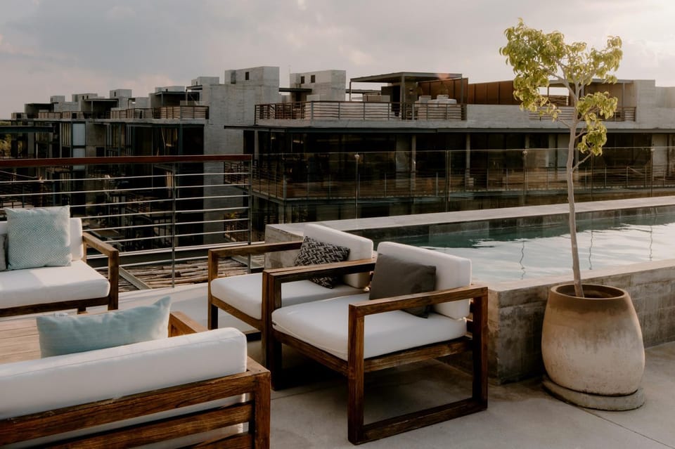 Property building, Day, Natural landscape, View (from property/room), Balcony/Terrace, Seating area, Pool view, Swimming pool, sunbed