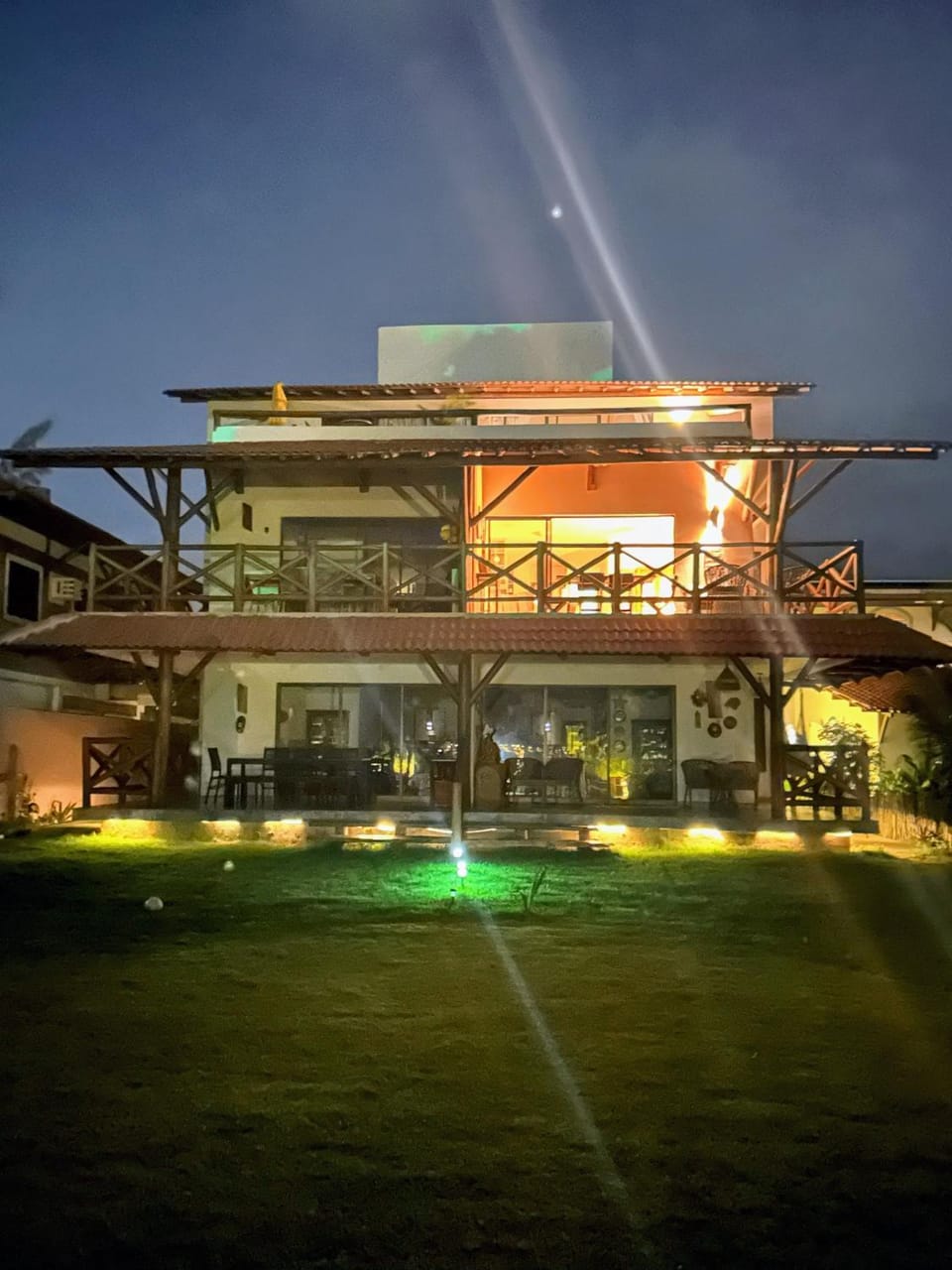 Property building, Night, Garden