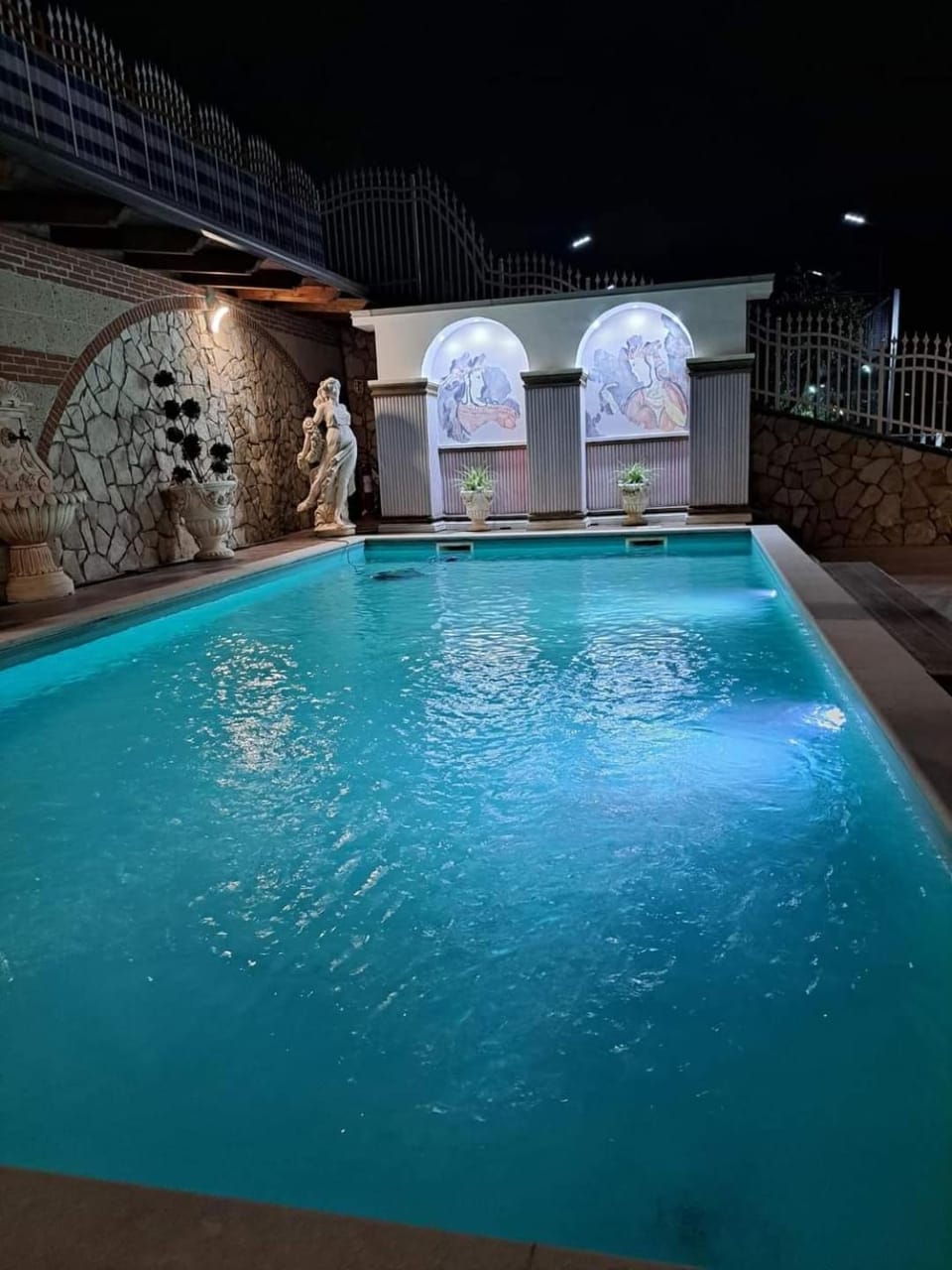 Night, Pool view, Swimming pool