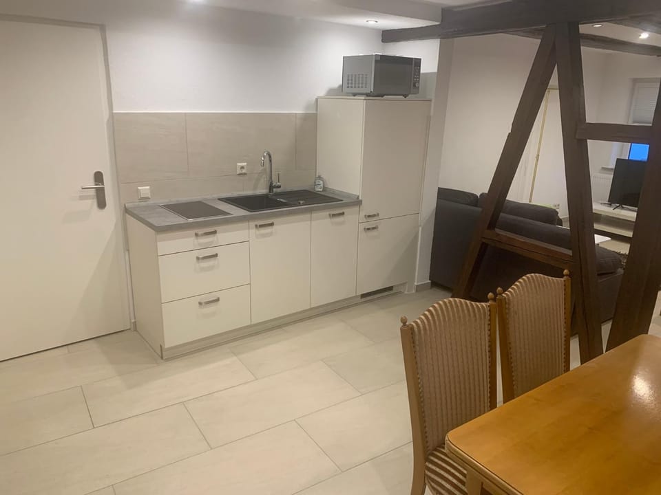 Kitchen or kitchenette, minibar, stove