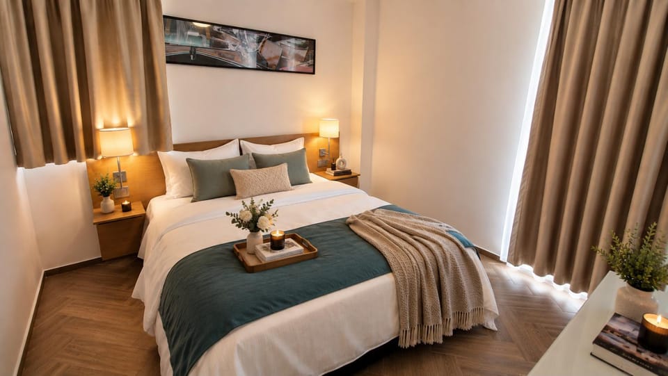 Bed, Bedroom, towels
