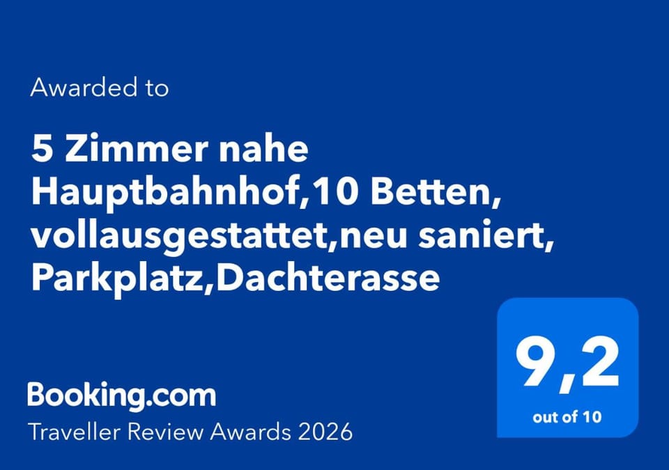 5 Zimmer nahe Hauptbahnhof,10 Betten,vollausgestattet,neu saniert,Parkplatz,Dachterasse Apartment in Poland