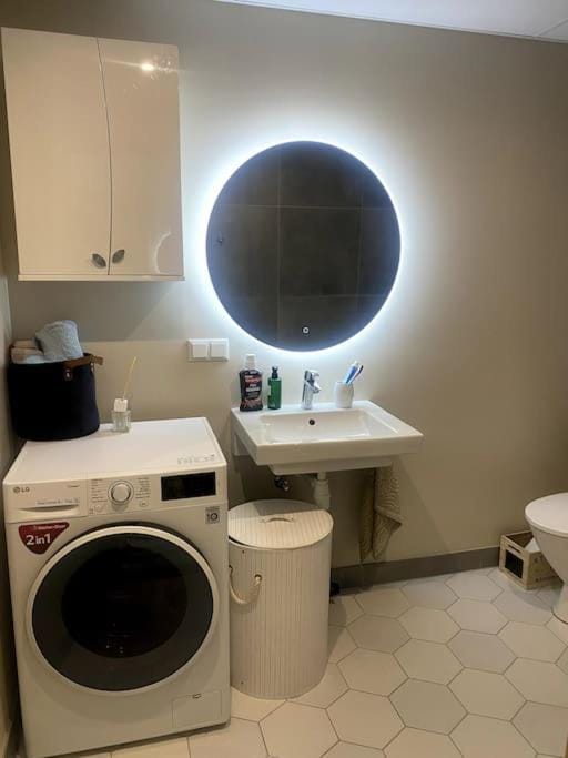 Bathroom, washing machine, dryer