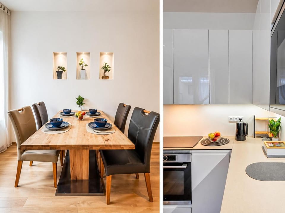 Kitchen or kitchenette, Food and drinks, Seating area, Dining area, oven, stove