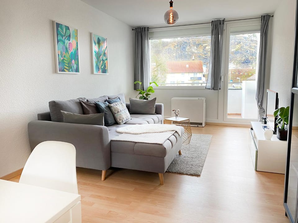Living room, Seating area, Mountain view