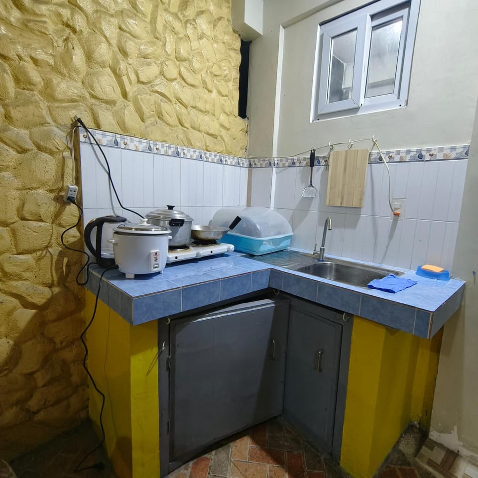 Kitchen or kitchenette, stove