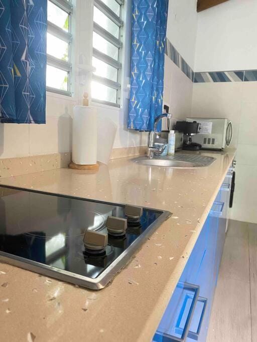 Kitchen or kitchenette, stove