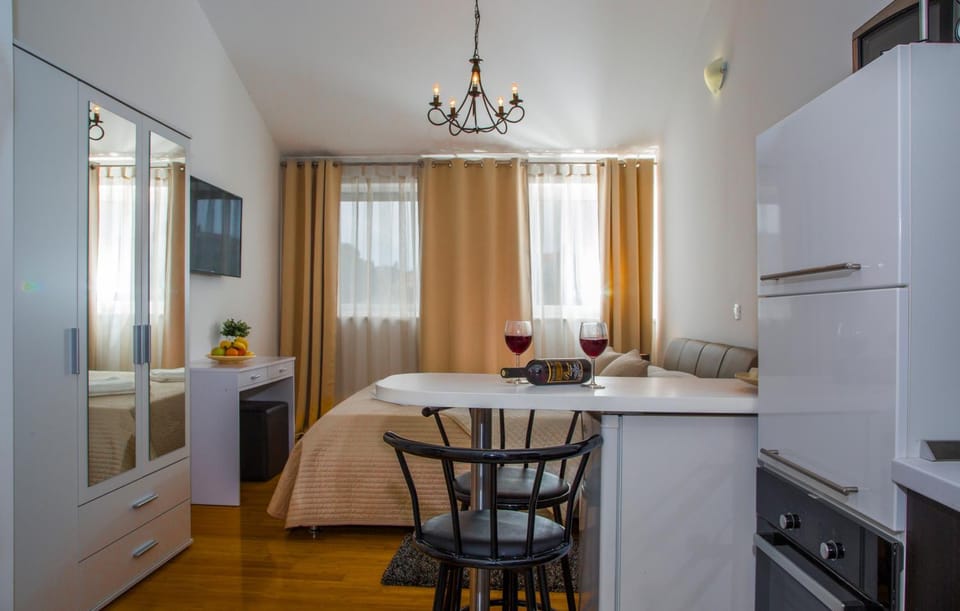 Bed, TV and multimedia, Kitchen or kitchenette, Living room, Photo of the whole room, Seating area, Dining area, Bedroom, minibar, oven, pet friendly, stove